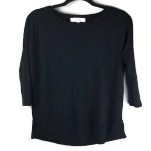 Loft Merino Wool Split Side 3/4 Sleeve Sweater XS